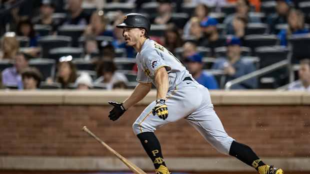 Pittsburgh Pirates OF Bryan Reynolds hitting against New York Mets